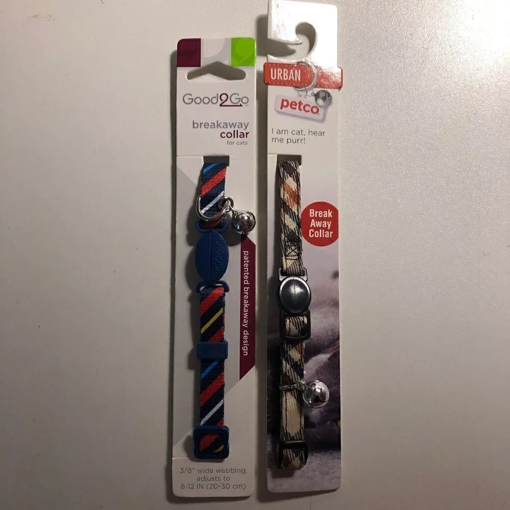 🛒$9 2 pack of Cat Breakaway Collars Boy Prints Plaid Strip  Adjusts to 8